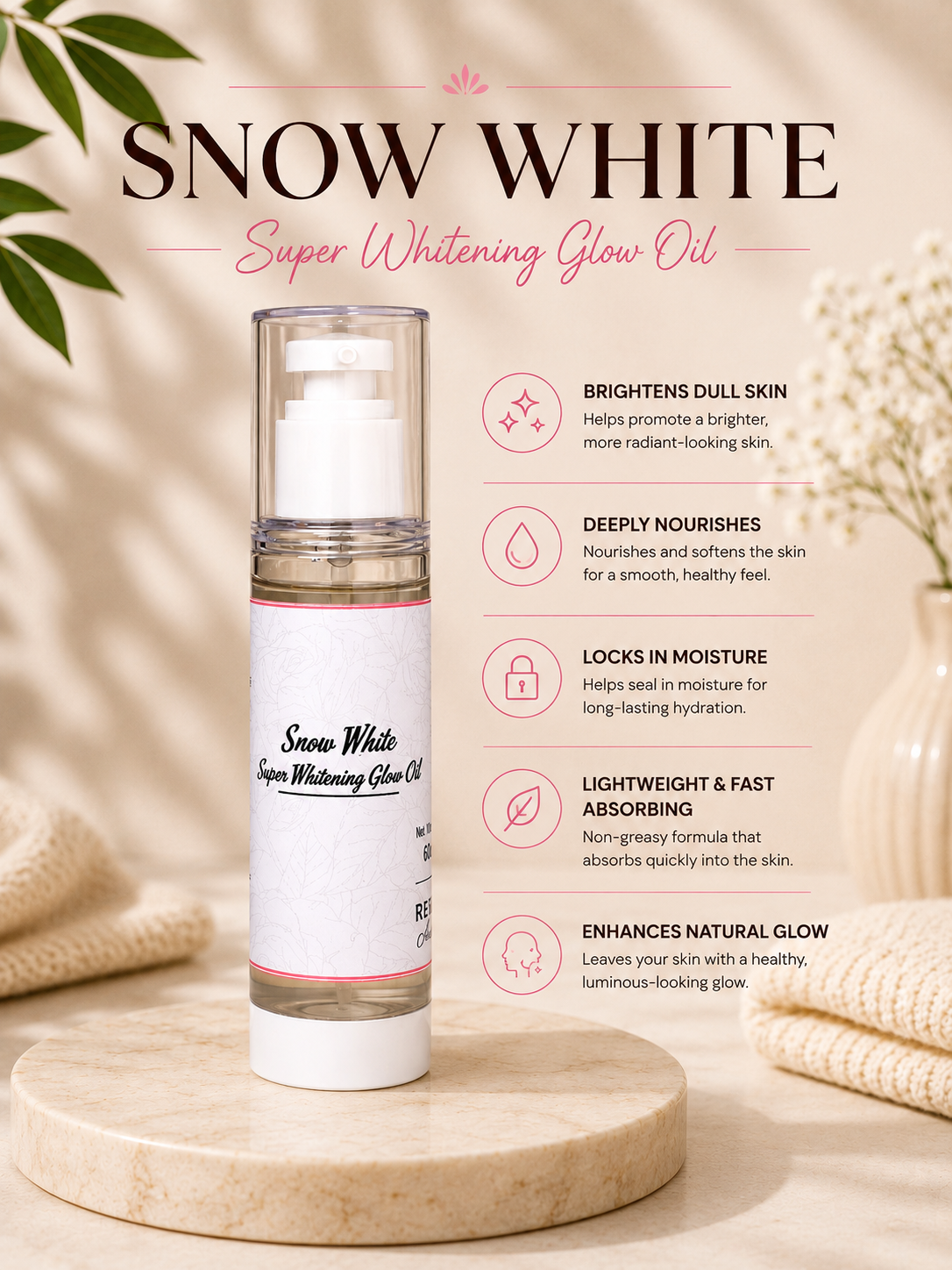 Snow White Super Whitening Glow Oil 100ml | Nourishing Body Glow Oil