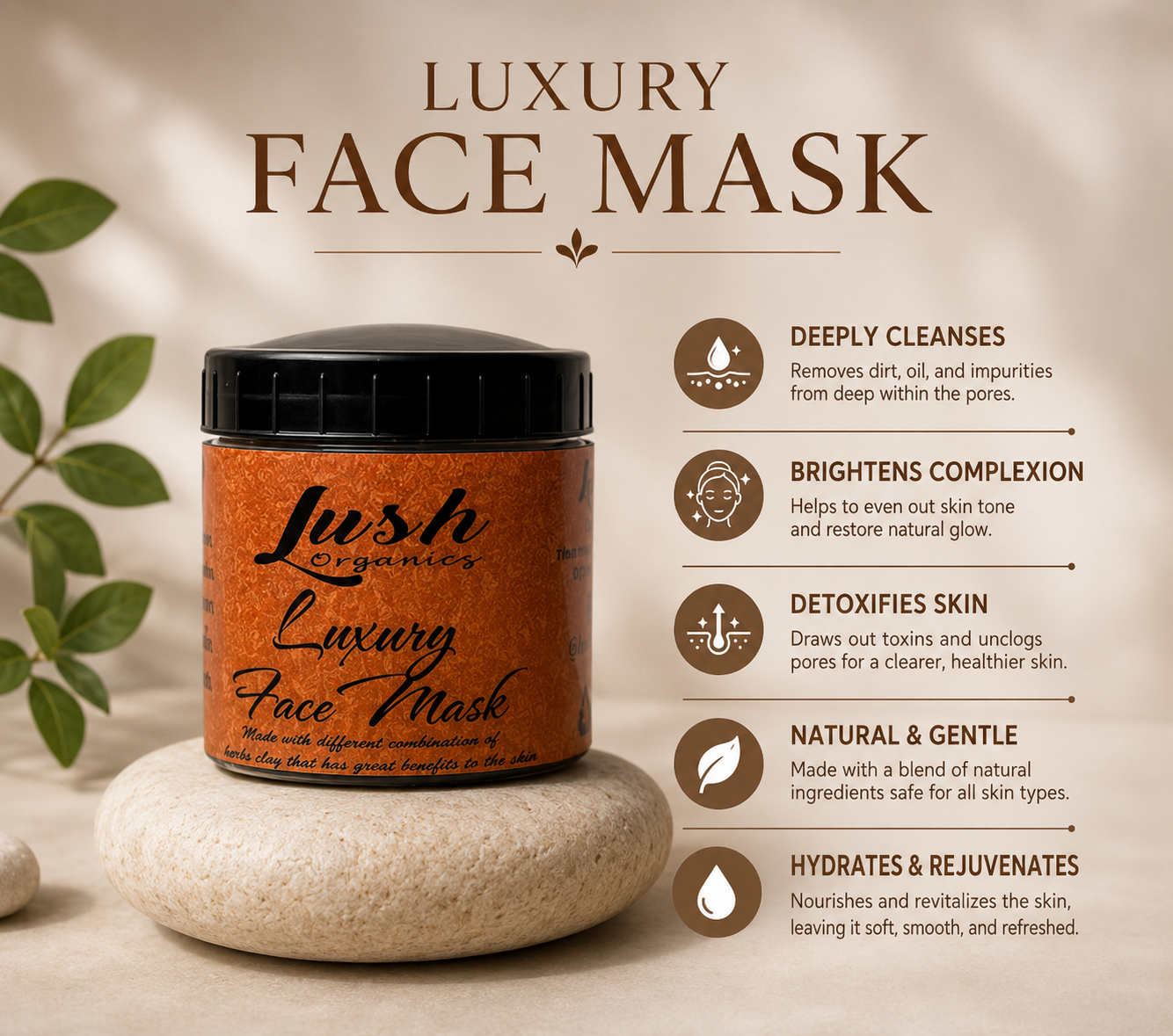 Luxury Clay Mask 250ml | Purifying Facial Clay Mask