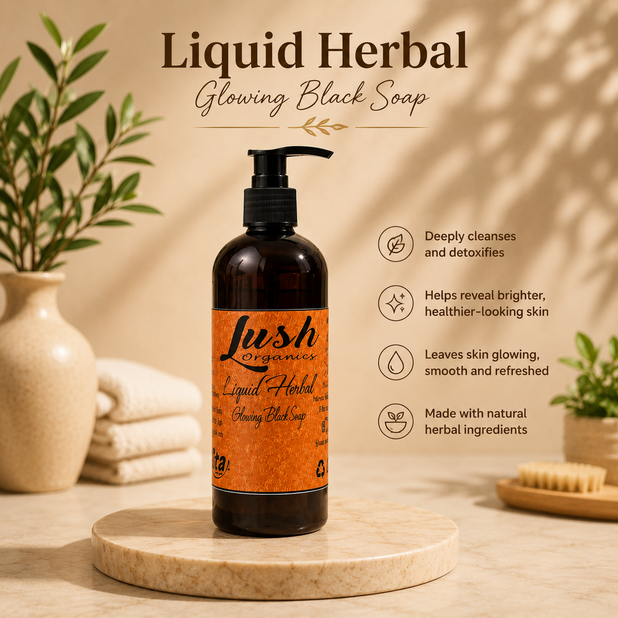 Liquid Herbal Glowing Black Soap