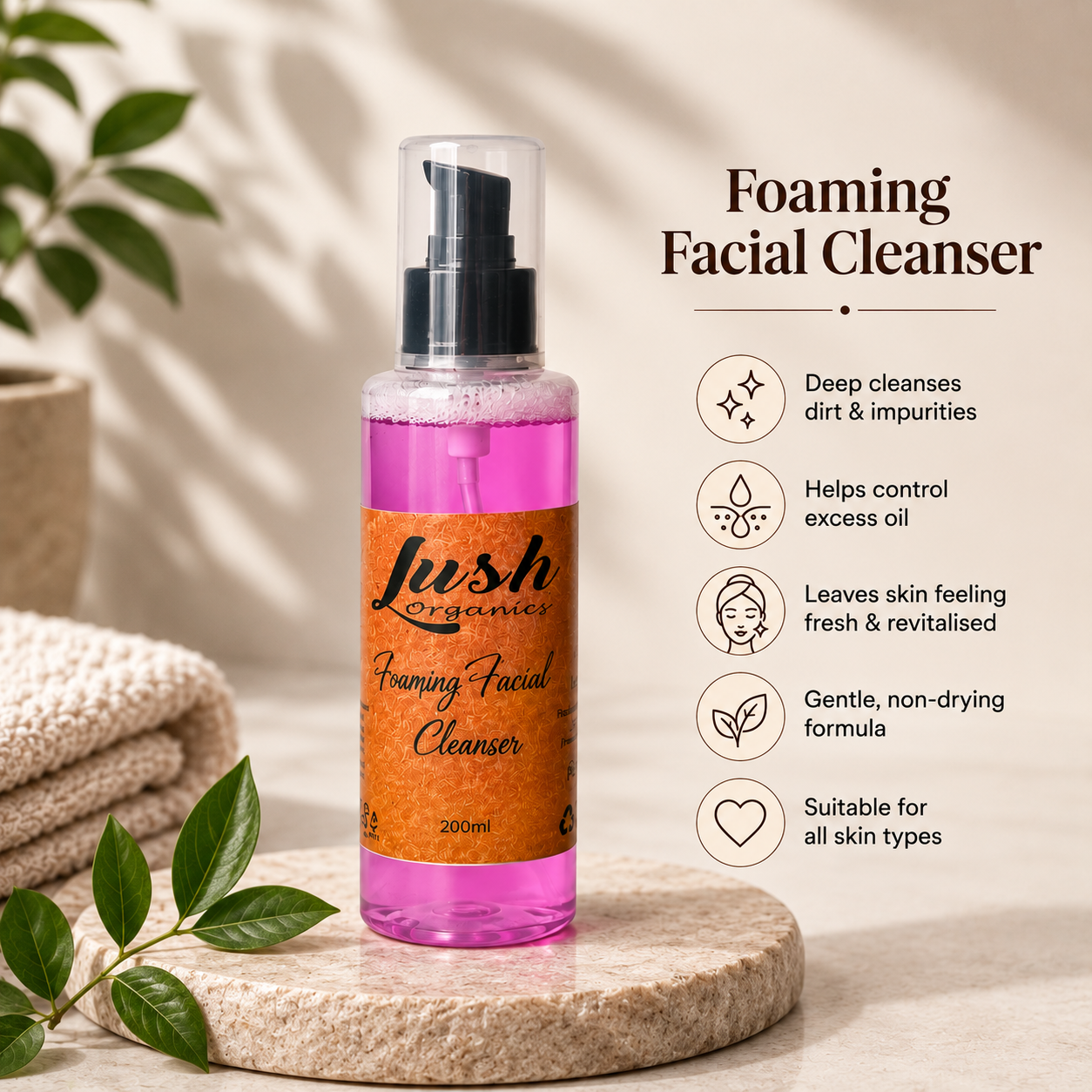 Foaming Facial Cleanser 200ml | Gentle Daily Face Wash