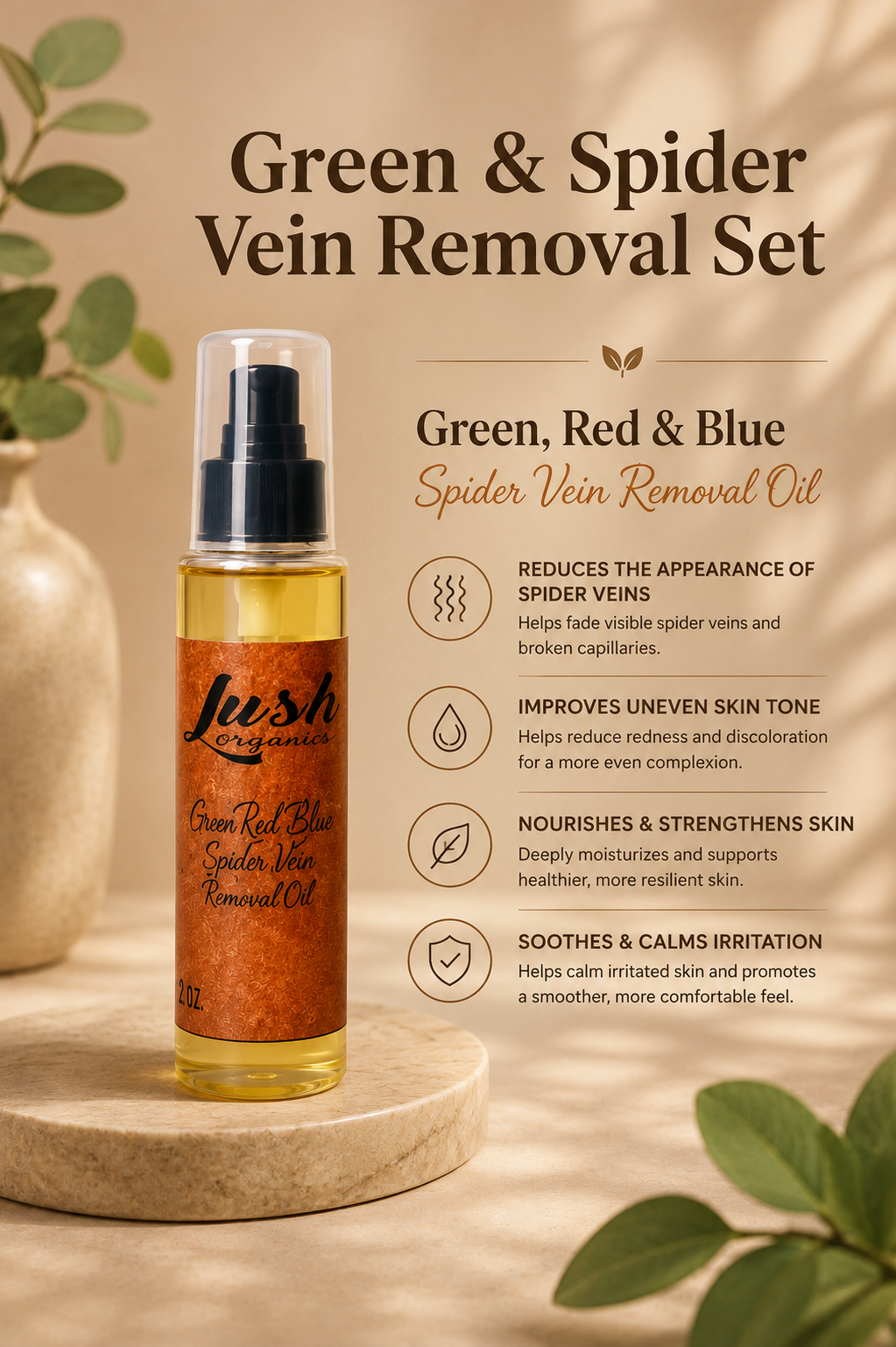 Green, Red & Blue Spider Vein Oil